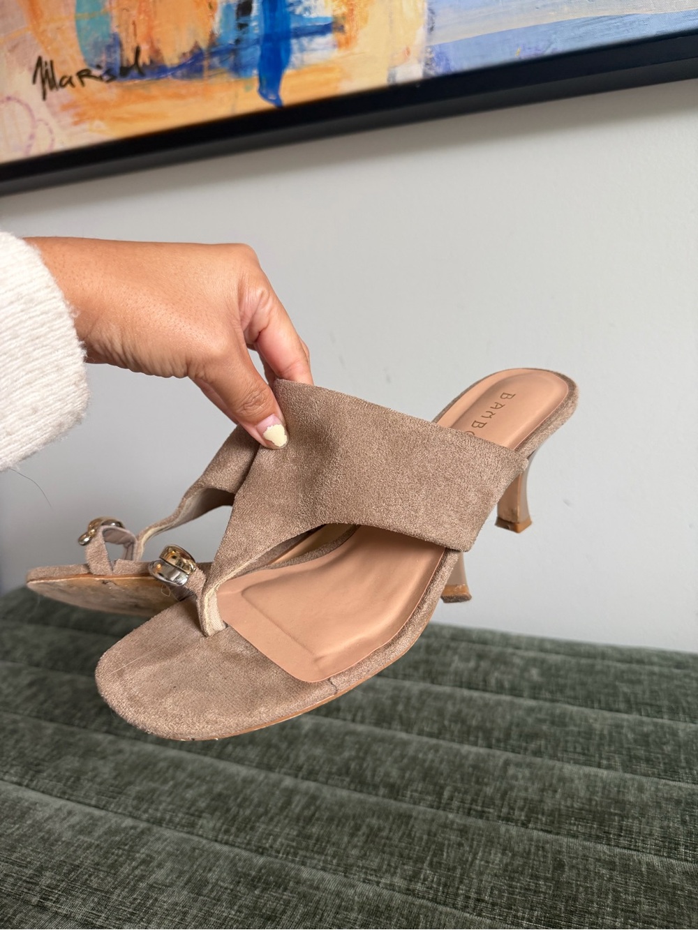 Beige Suede Heel